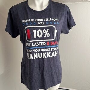 Port Company Hanukkah multicolor crew neck short sleeve holiday graphic t-shirt